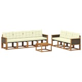 vidaXL Set de canapele de exterior cu pernă 8 pcs Natural și Crem 3381818