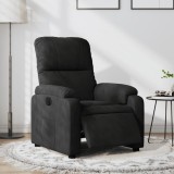 Fotoliu Rabatabil Electric Gossi Negru Microfibra, Inclinare 135&deg;, Cadru Lemn/Metal, 75x89.5x103.5 cm