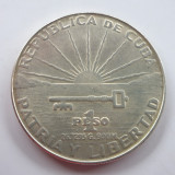 Cuba 1 Peso 1953 argint 900 Comemorativă Centenaro de MARTI, America Centrala si de Sud