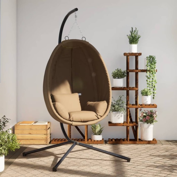 vidaXL Scaun suspendat tip ou, cu suport, taupe, țesătură și oțel 4007400