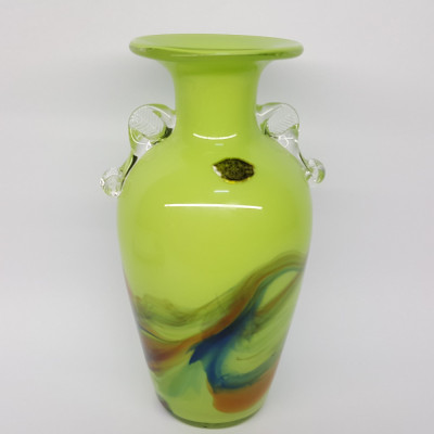 Vaza sticla chinezeasca vintage - SNOWFLAKES (Dalian glass) anii 1960 foto