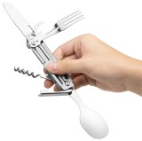 Set tacamuri de calatorie pliabile 6 in 1, din otel inoxidabil, cu sac depozitare, 60998.01