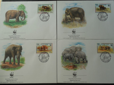 CAmbodgia-Fauna,elefanti -set complet FDC foto