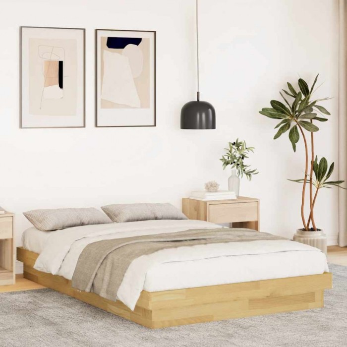 vidaXL Cadru de pat fără saltea 120x190 cm din lemn masiv de stejar 3315737