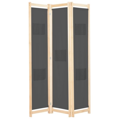 vidaXL Paravan de cameră cu 3 panouri, gri, 120x170x4 cm, textil foto