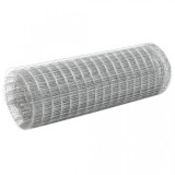 Cumpara ieftin VidaXL Plasă de s&acirc;rmă, argintiu, 10 x 0,5 m, oțel galvanizat, pătrat