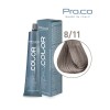 Vopsea Par Profesionala Pro.Co 8/11, Blond Deschis Cenusiu, 100ml - Acoperire Fire Albe, Nuanta Rece, Continut Redus Amoniac