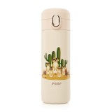 Cumpara ieftin Sticla de baut cu pai din silicon pentru copii, din otel inoxidabil, 350ml, alb-crem, Reer 90100 Children SafetyCare