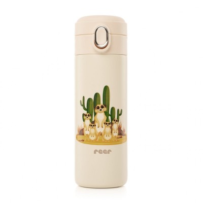 Sticla de baut cu pai din silicon pentru copii, din otel inoxidabil, 350ml, alb-crem, Reer 90100 Children SafetyCare foto