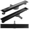 Rigola dus REA Neox Pro Black 80 cm, inox AISI 304, sifon pardoseala reversibil aluminiu/faianta