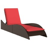 Cumpara ieftin Sezlong cu perna, maro, 60x205x73 cm, poliratan