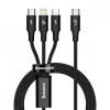 Cablu Usb-c 3in1 Seria Baseus Rapid, Micro Usb / Lightning / Usb-c, 20w, 1,5m Negru Amio BAS20429, General