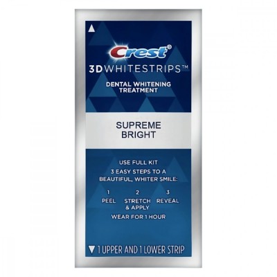 Benzi Crest 3D Supreme Bright, 1 plic, 16% concentratie, tratament albire dinti foto