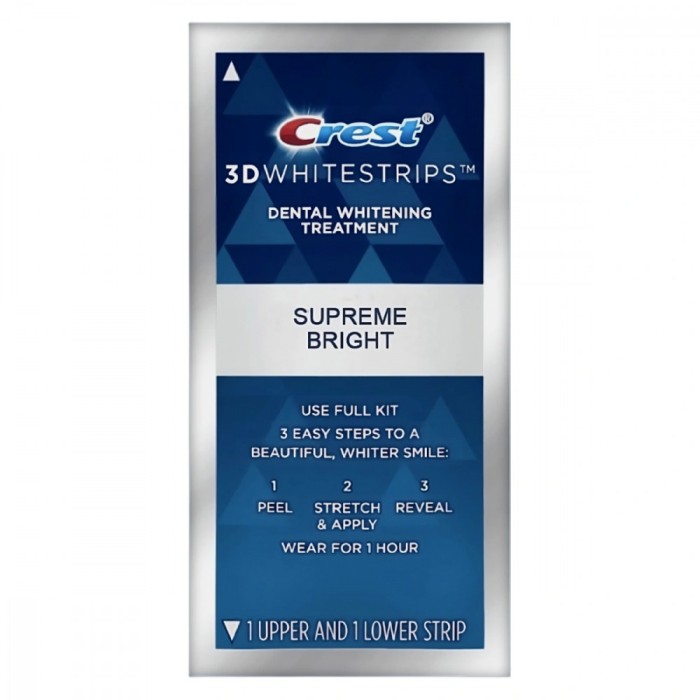 Benzi Crest 3D Supreme Bright, 1 plic, 16% concentratie, tratament albire dinti