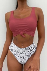 SW2217-252 Costum de baie din 2 piese model cu bustiera si slip cu talie inalta