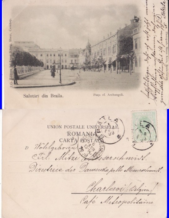 Braila- Piata Sf. Arhangheli-clasica, edit. Leon Konig, Cernauti, rara