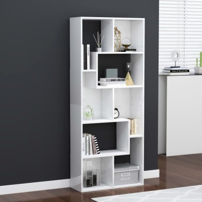 Bibliotecă, alb extralucios, 67 x 24 x 161 cm, lemn prelucrat foto