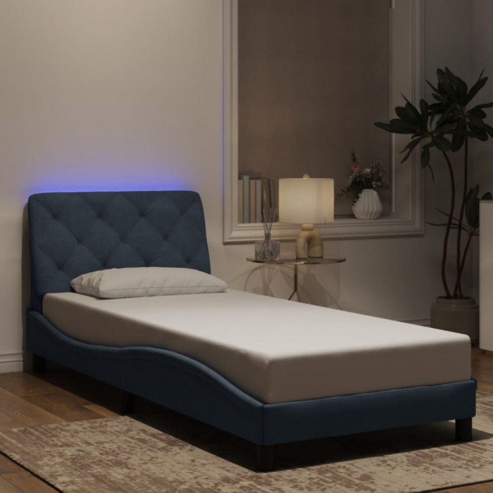 vidaXL Cadru de pat cu lumini LED, gri &icirc;nchis, 90x190 cm, catifea