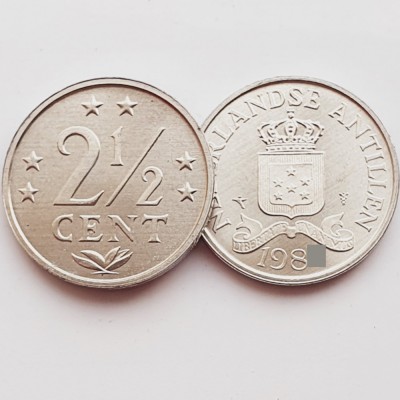 3241 Antilele Olandeze 2&amp;frac12; Cents 1985 km 9a aUnc-UNC foto