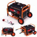 Generator curent 3kW 3000W 230V 380V 12V motor benzina 7CP + pornire electrica la cheie + manere si roti (KD163), Kraft&amp;Dele