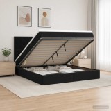Cumpara ieftin Pat ottoman cu saltea cu headboard Negru 180 x 200 cm Catifea