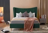 Cumpara ieftin Pat Lora 160x200 cm Tapitat Catifea Verde Somiera Inclusa (cod ML 2302-14)