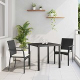 Set de masă pentru grădină cu pernă 3 pcs Negru Rattan poli