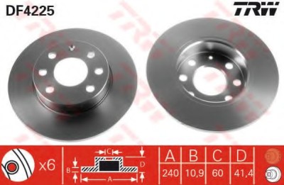 Disc frana OPEL CORSA C (F08, F68) (2000 - 2009) TRW DF4225 foto