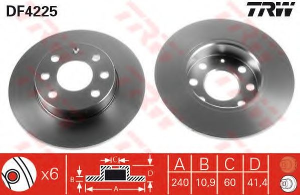 Disc frana OPEL CORSA C (F08, F68) (2000 - 2009) TRW DF4225