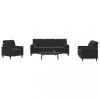VidaXL Set de canapele cu perne/rulouri, 3 piese, negru, catifea 3278376