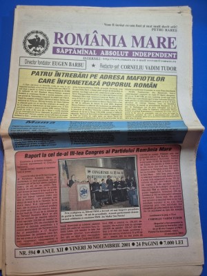ziarul romania mare 30 noiembrie 2001 - redactor sef corneliu vadim tudor foto