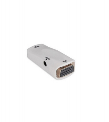 Convertor Adaptor HDMI Mama la VGA Mama + audio-Culoare Alb foto