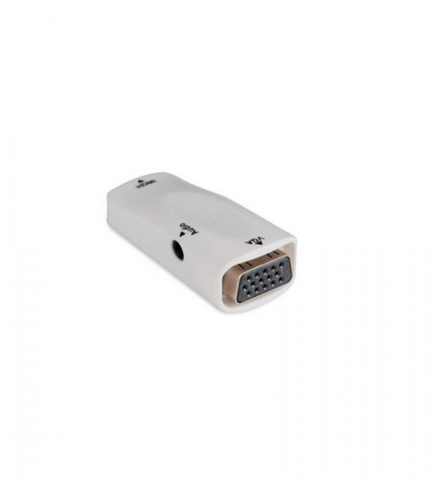 Convertor Adaptor HDMI Mama la VGA Mama + audio-Culoare Alb