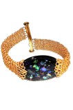 B57b. O bratara 100% handmade din rasina Epoxy-opal sintetic pe oval, Nunta, RavariuArt