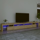 VidaXL Comodă TV cu lumini LED, stejar sonoma, 290x36,5x40 cm