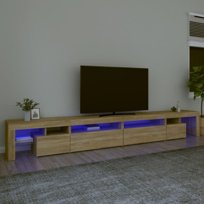 vidaXL Comodă TV cu lumini LED, stejar sonoma, 290x36,5x40 cm foto