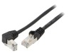 Goobay Cablu Patch F/UTP Cat 5e 2m, Mufa RJ45 in unghi, Ecranat Folie Al, PVC, 26AWG, Negru