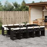 Cumpara ieftin Gossi set mobilier de exterior cu perne, 11 piese, negru, poliratan
