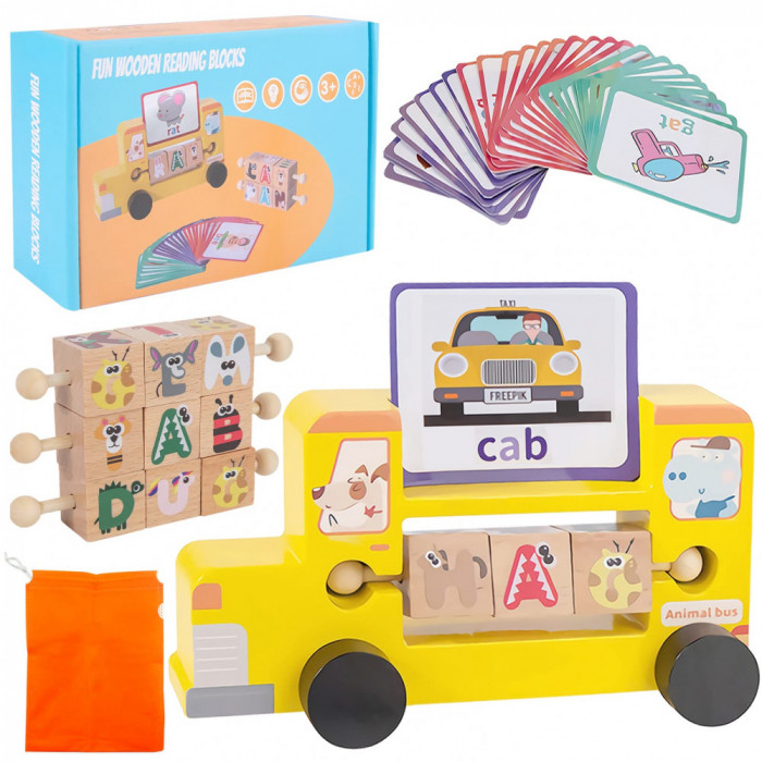 Jucarie educative Montessori pentru invatarea prescolara, jocul de invatare a literelor, cuvinte in limba engleza, educative pentru copii de 3-8 ani.