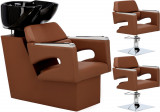 Set scafă coafor profesională unitate de spălare și 2x scaune de coafură cu suport hidraulic pivotan