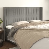 Cumpara ieftin Tăblie de pat cu aripioare gri deschis 163x16x118/128cm catifea