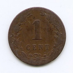 Olanda 1 Cent 1881 - Willem III / Wilhelmina , Bronz, 19 mm KM-107.1