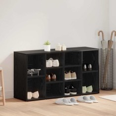 vidaXL Bancă pentru pantofi cu raft Stejar negru 103 x 30 x 54.5 cm