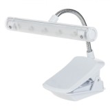 Lampa de Citit LED, Alb, Clip Reglabil, 15 cm, Funcționare cu Baterii AAA, Portabilă