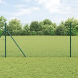 &Icirc;mprejmuire Hexagonală vidaXL Verde 1,4x10 m Oțel, St&acirc;lpi pentru &Icirc;mprejmuire vidaXL 7 buc Verde &Oslash;32 mm 190 cm Oțel Zincat