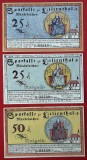 Lot 3 Bancnote Notgeld Germania 1921, 2x25 Pfennig + 50 Pfennig Lilienthal