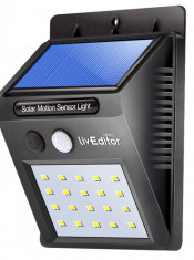 Lampa LED incarcare solara si senzor de miscare 20 x LED foto