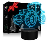 Lampa LED 3D , zIluzie Optica, Tractor, schimbare 7, 16 culori, comanda tactila + telecomanda, USB baterii , decor Craciun cadou copii - Copie