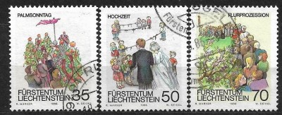 B1034 - Lichtenstein 1986 - Folclor 3v. stampilat ,serie completa foto