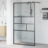 vidaXL Zid de duș walk-in Negru 80 x 195 x 0.5 cm Sticlă și Aluminiu 42025250